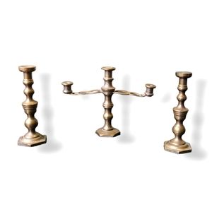 Vintage Miniature Brass Candelabra Set
